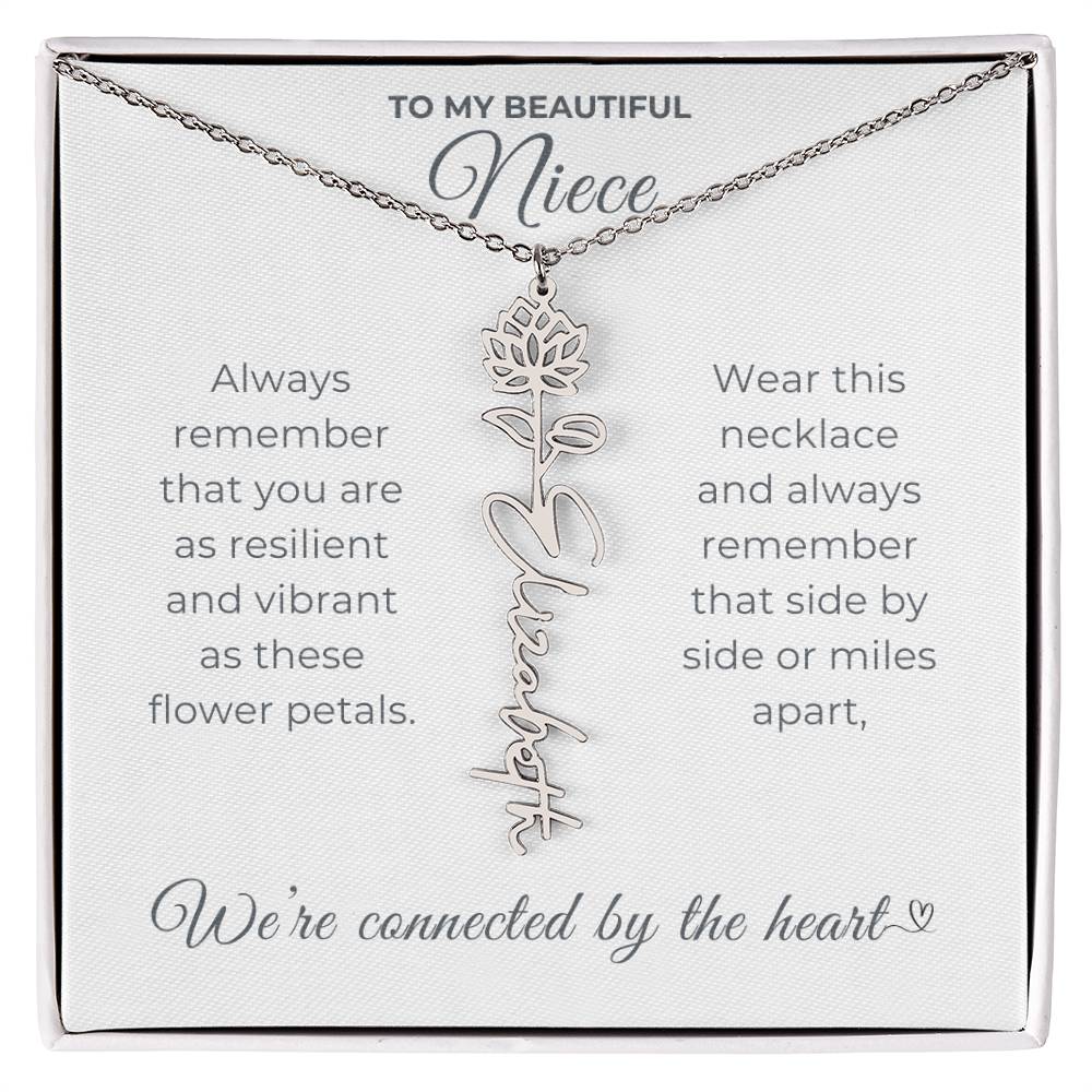 To My Beautiful Niece-"Vibrant Flower" Birth Month Name Necklace