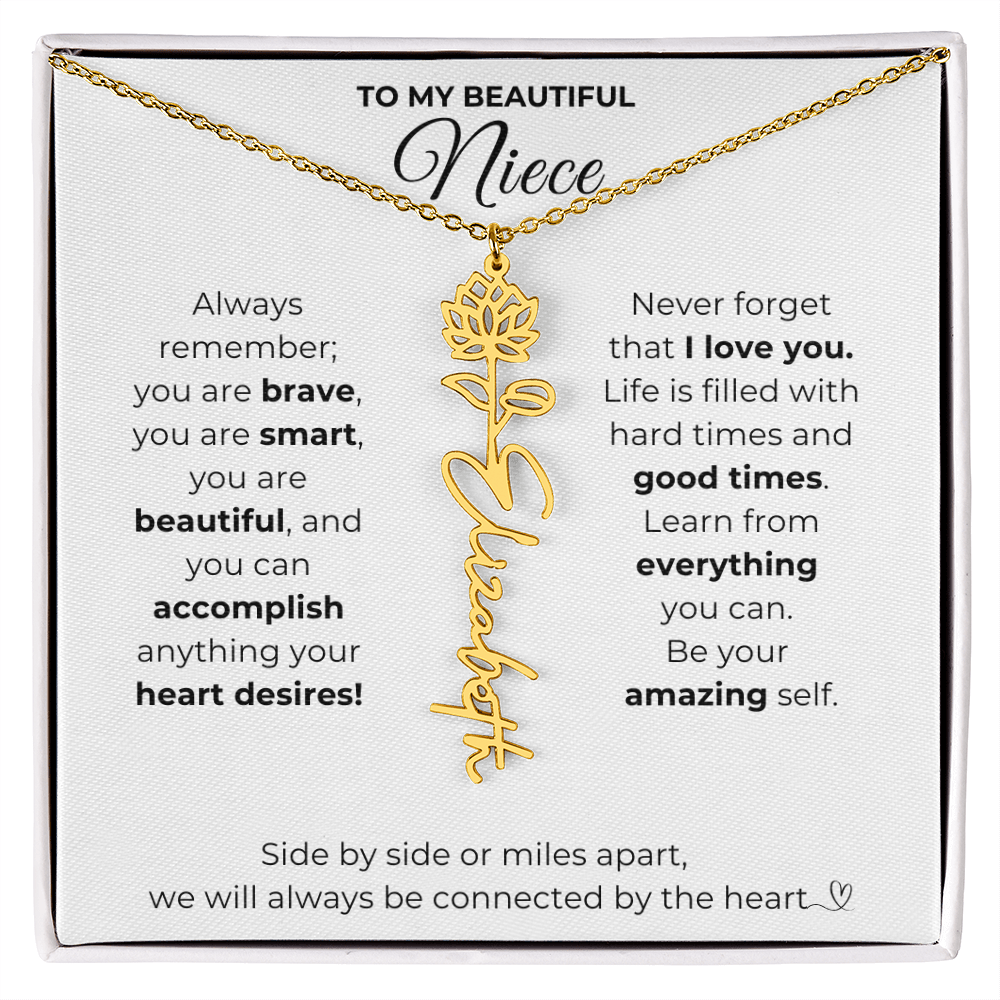 Personalized Name Necklace with Birth Flower For Niece-Be Your Amazing Self