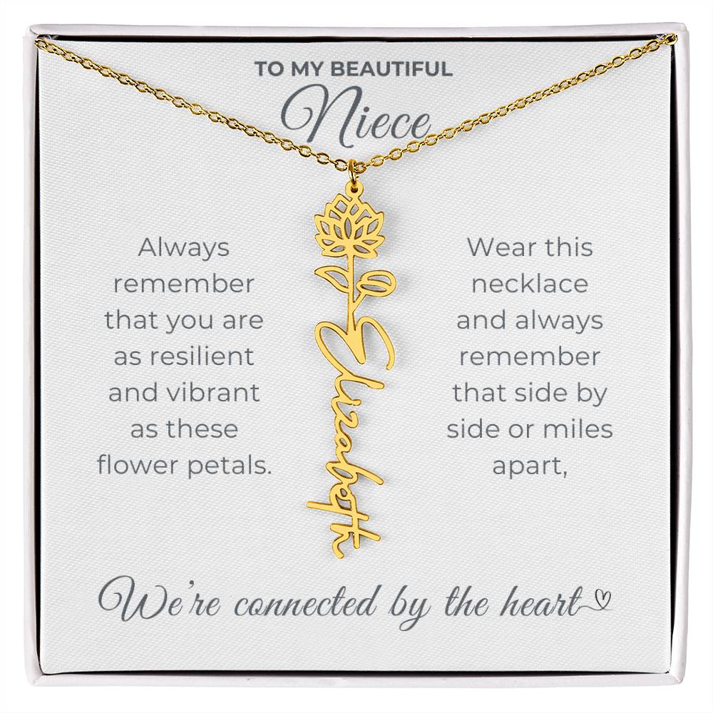 To My Beautiful Niece-"Vibrant Flower" Birth Month Name Necklace