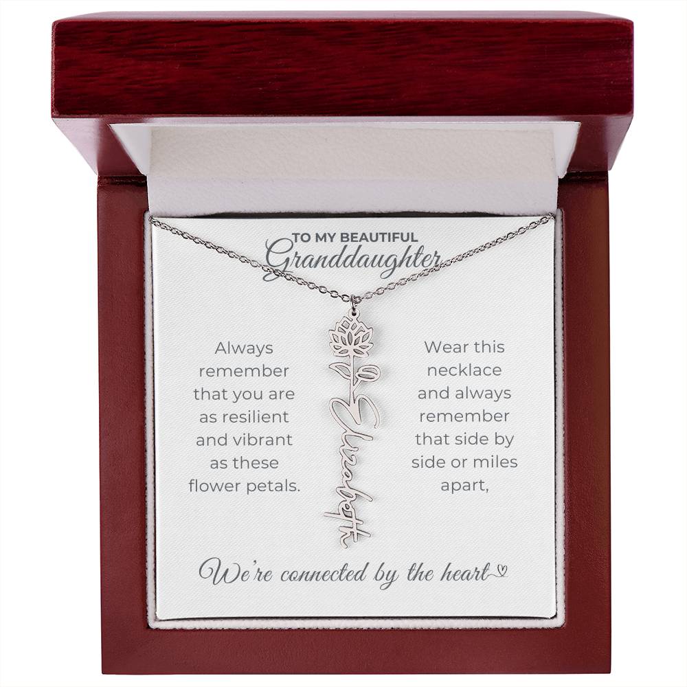 To My Beautiful Granddaughter-"Vibrant and Resilient" Birth Month Name Necklace