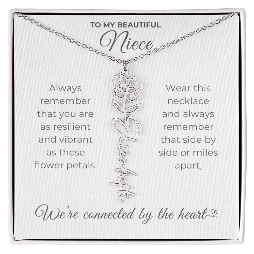 To My Beautiful Niece-"Vibrant Flower" Birth Month Name Necklace