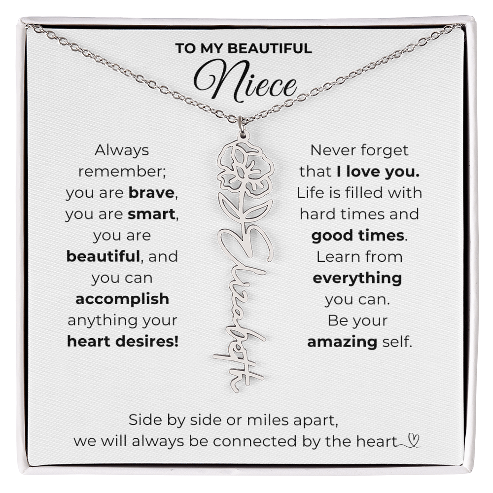 Personalized Name Necklace with Birth Flower For Niece-Be Your Amazing Self