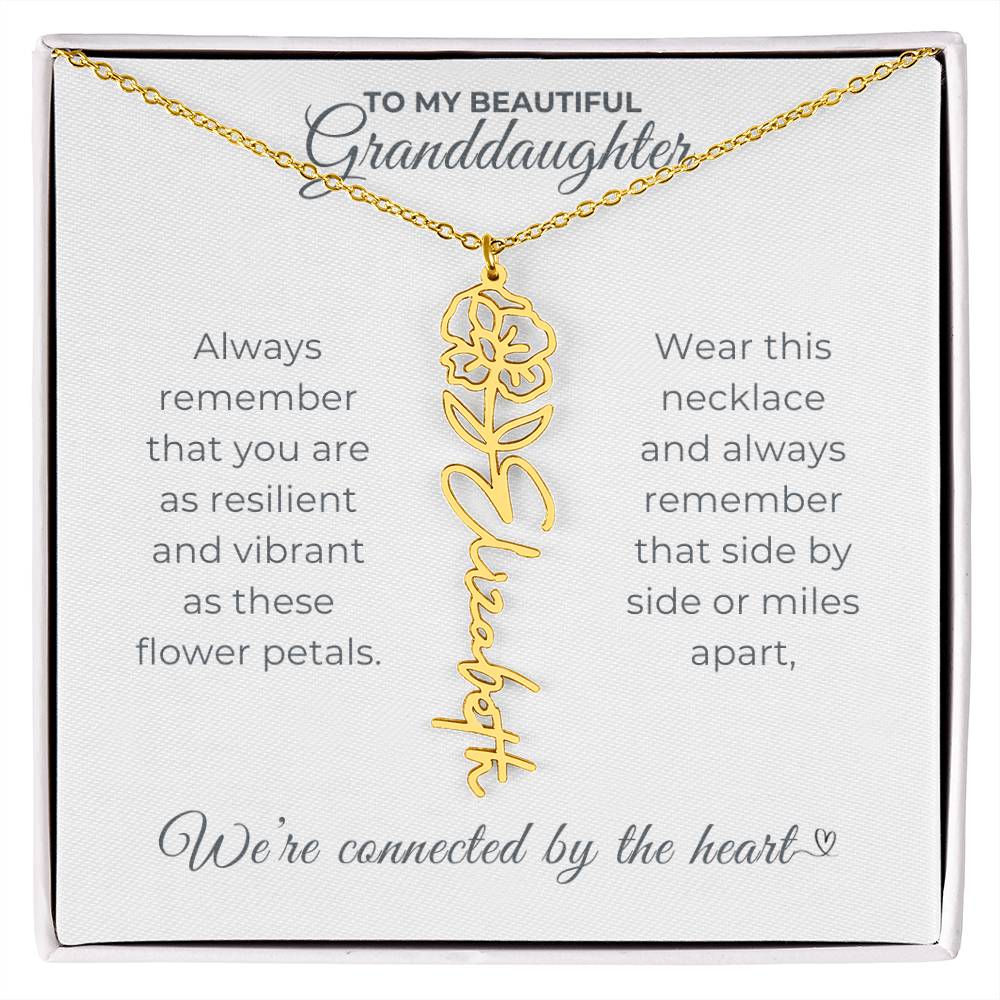 To My Beautiful Granddaughter-"Vibrant and Resilient" Birth Month Name Necklace