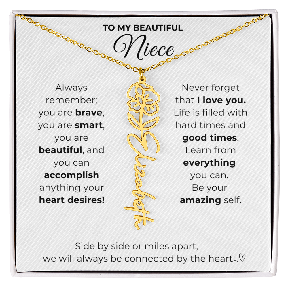 Personalized Name Necklace with Birth Flower For Niece-Be Your Amazing Self