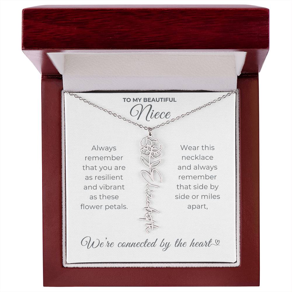 To My Beautiful Niece-"Vibrant Flower" Birth Month Name Necklace