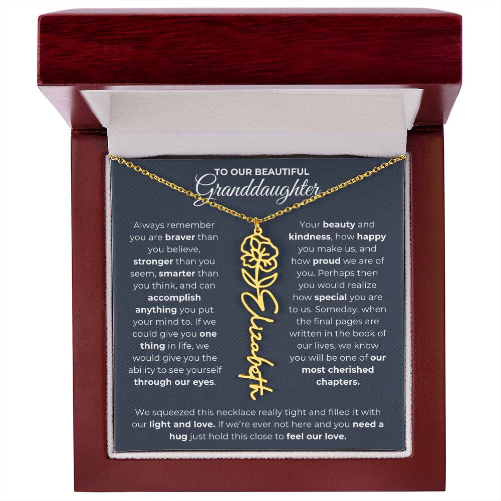 To My Beautiful Granddaughter-"Always Remember" Birth Month Name Necklace