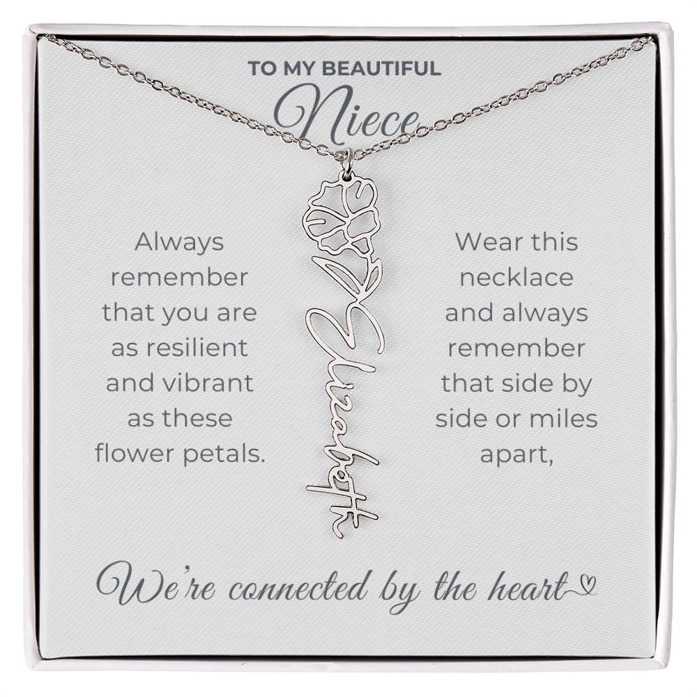 To My Beautiful Niece-"Vibrant Flower" Birth Month Name Necklace