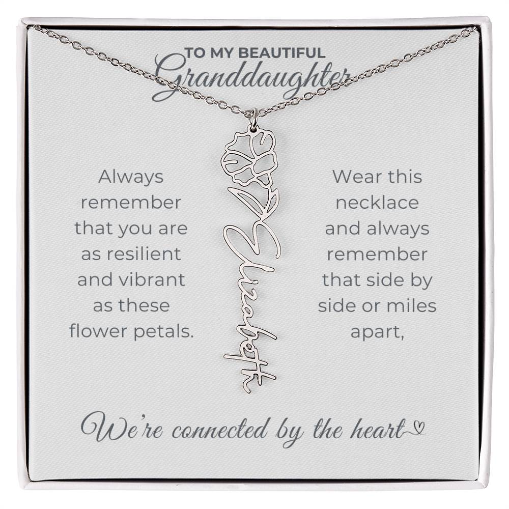 To My Beautiful Granddaughter-"Vibrant and Resilient" Birth Month Name Necklace