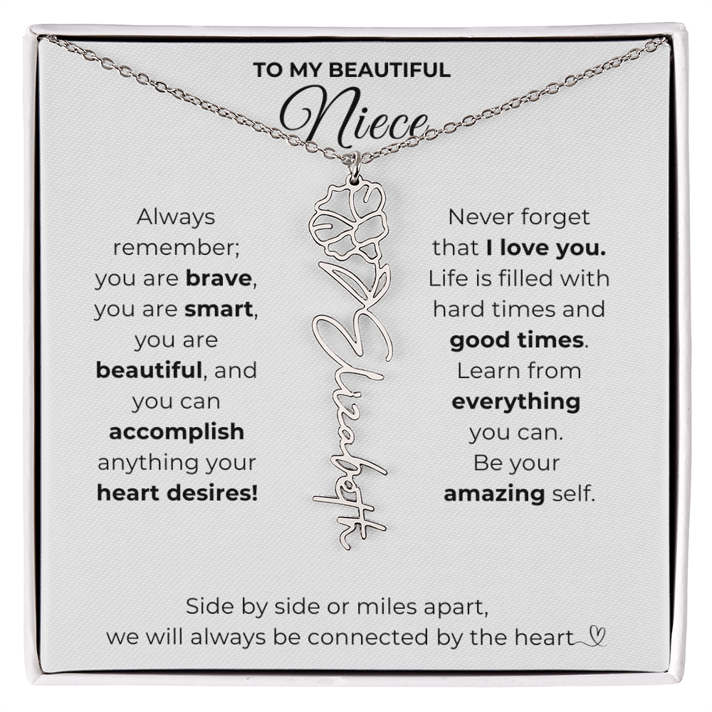Personalized Name Necklace with Birth Flower For Niece-Be Your Amazing Self