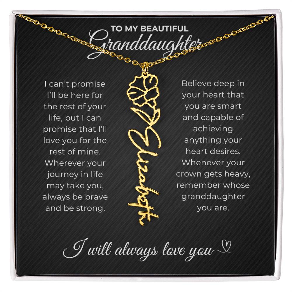 To My Beautiful Granddaughter-"Be Brave and Strong" Birth Month Name Necklace