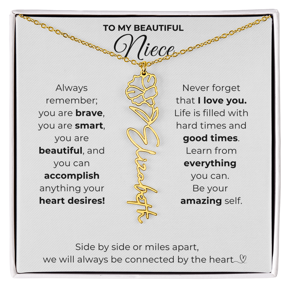 Personalized Name Necklace with Birth Flower For Niece-Be Your Amazing Self