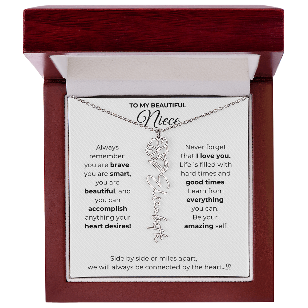 Personalized Name Necklace with Birth Flower For Niece-Be Your Amazing Self