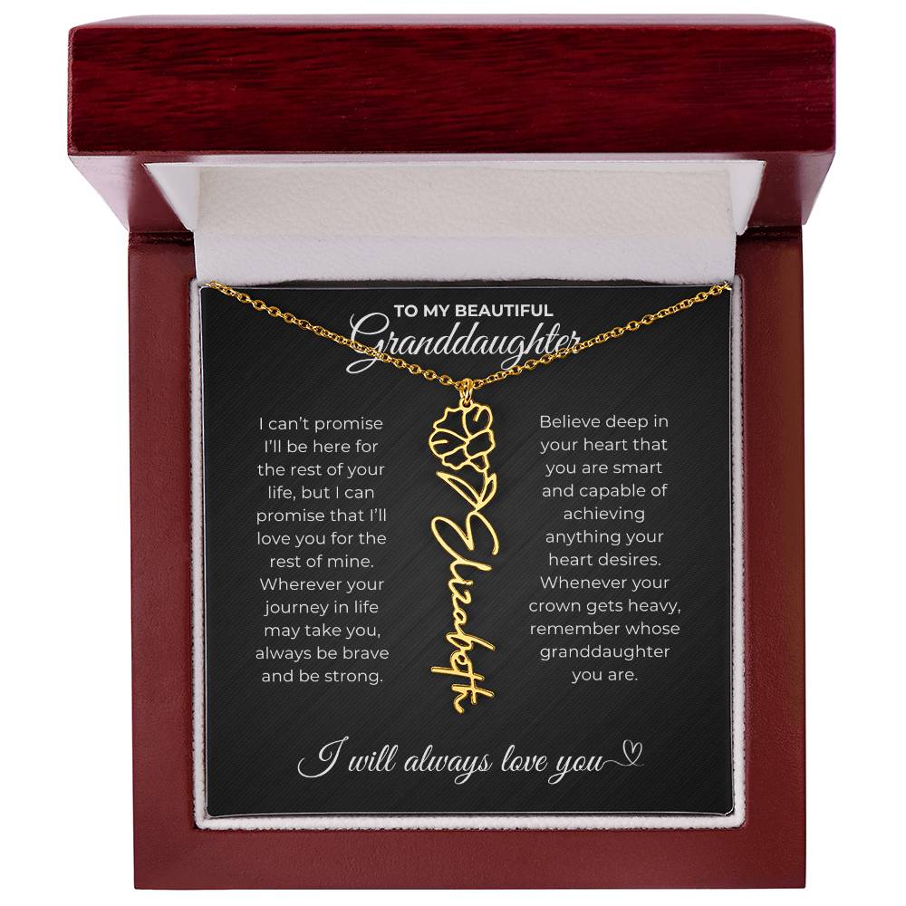 To My Beautiful Granddaughter-"Be Brave and Strong" Birth Month Name Necklace