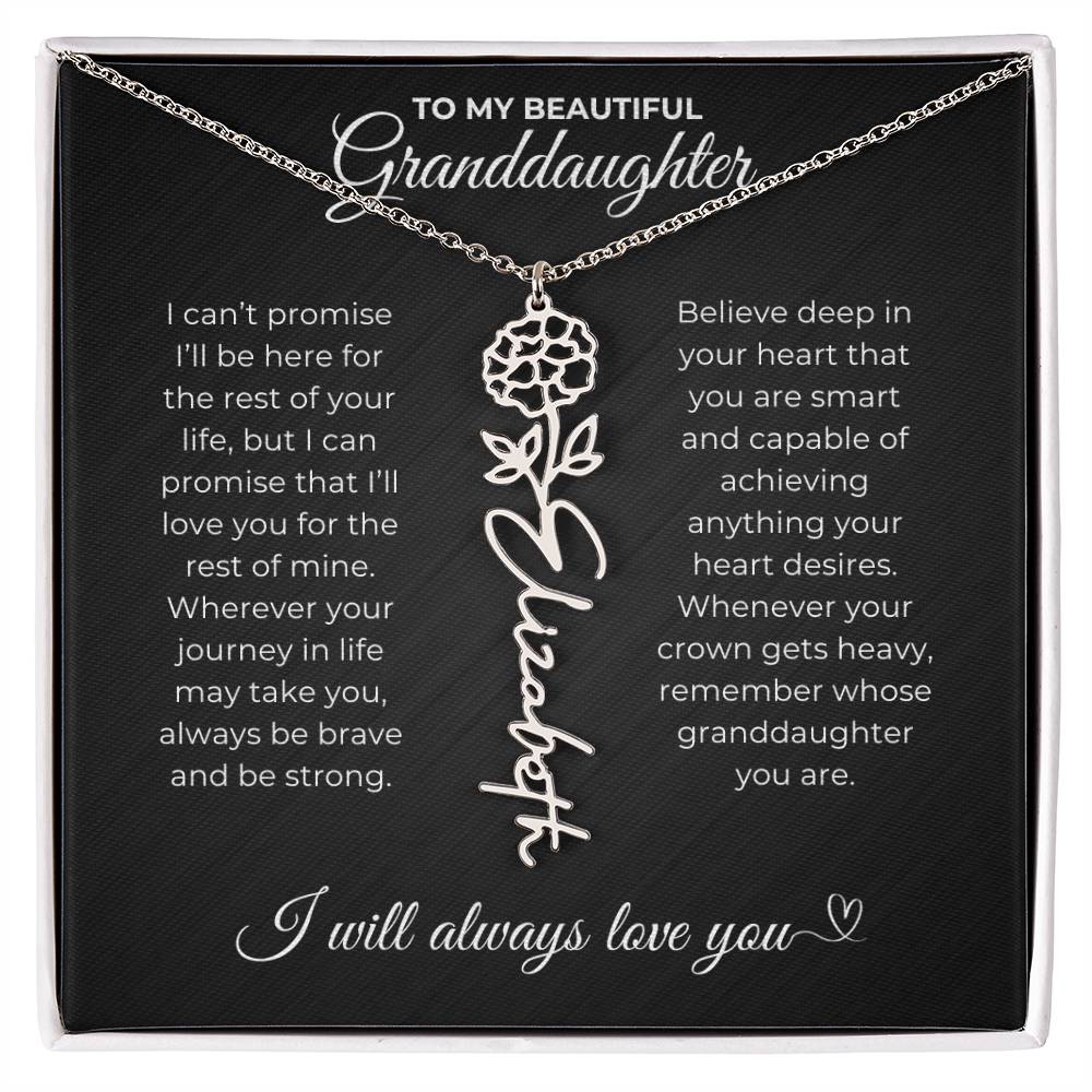 To My Beautiful Granddaughter-"Be Brave and Strong" Birth Month Name Necklace