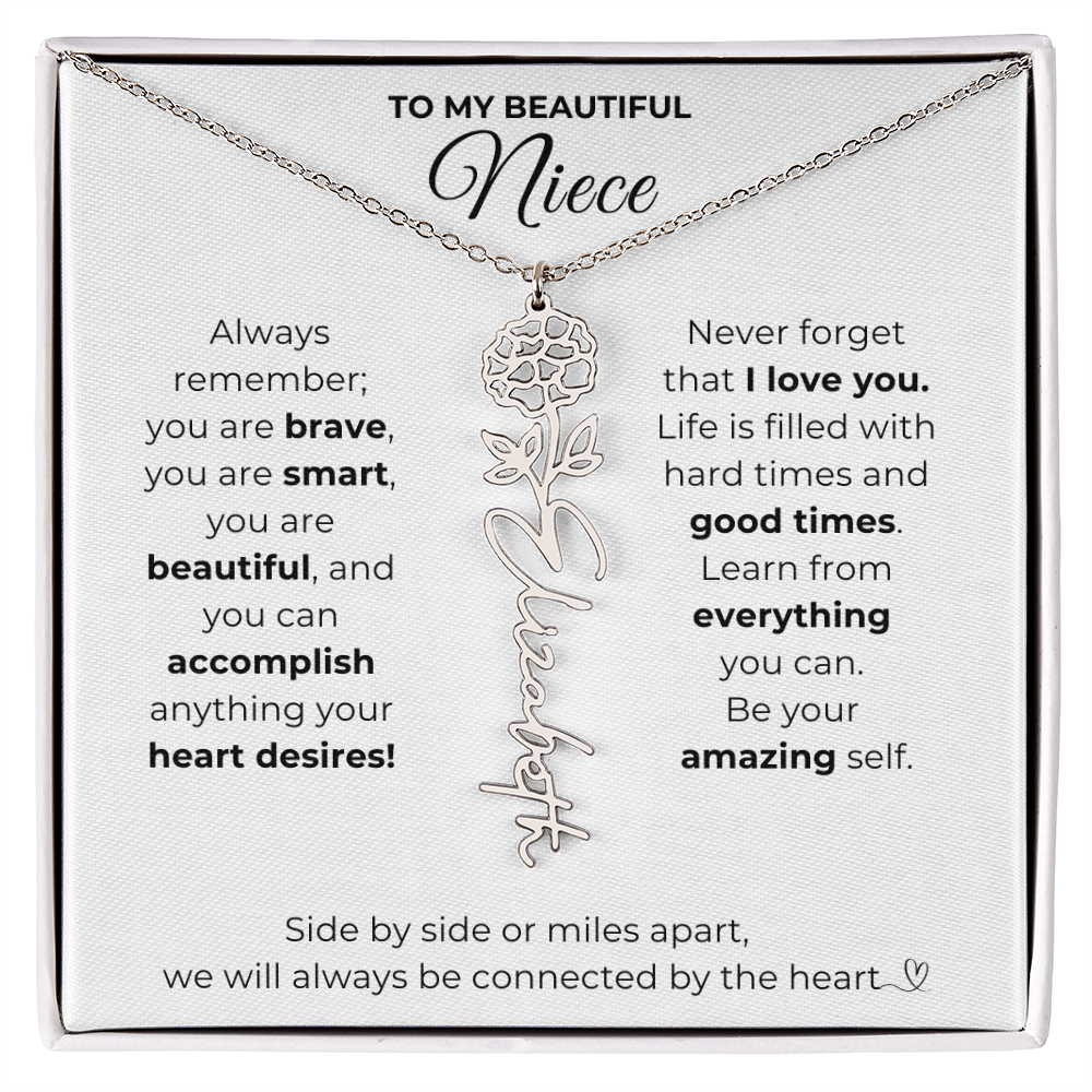 Personalized Name Necklace with Birth Flower For Niece-Be Your Amazing Self