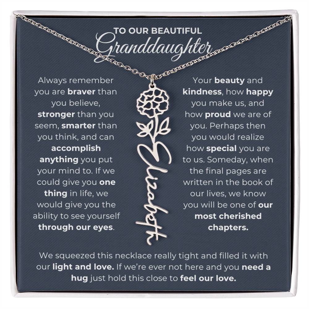 To My Beautiful Granddaughter-"Always Remember" Birth Month Name Necklace