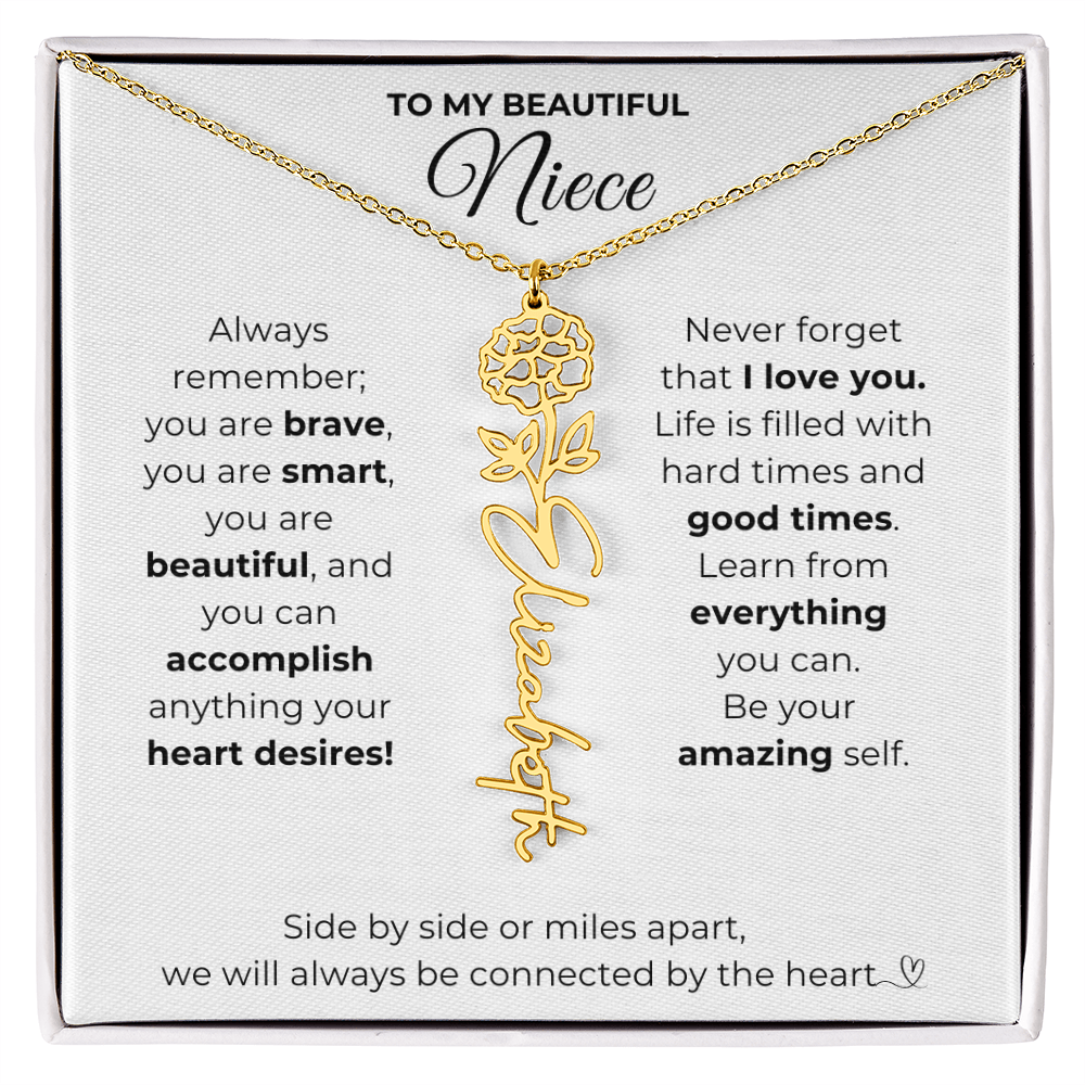 Personalized Name Necklace with Birth Flower For Niece-Be Your Amazing Self
