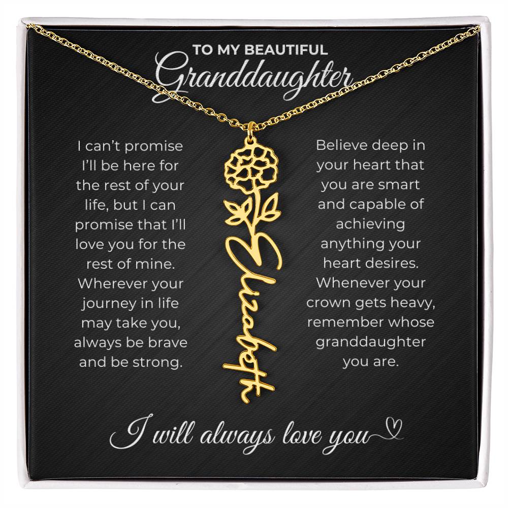 To My Beautiful Granddaughter-"Be Brave and Strong" Birth Month Name Necklace