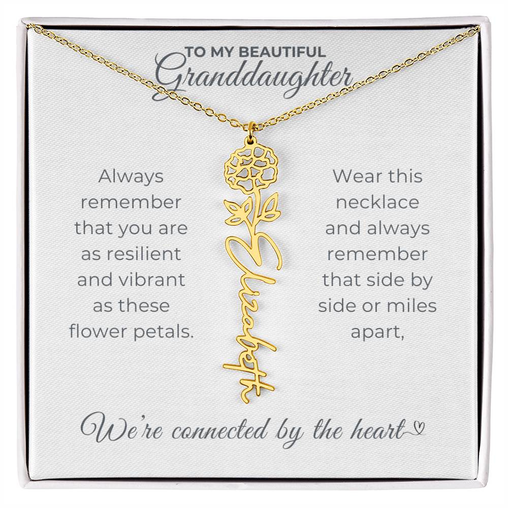 To My Beautiful Granddaughter-"Vibrant and Resilient" Birth Month Name Necklace