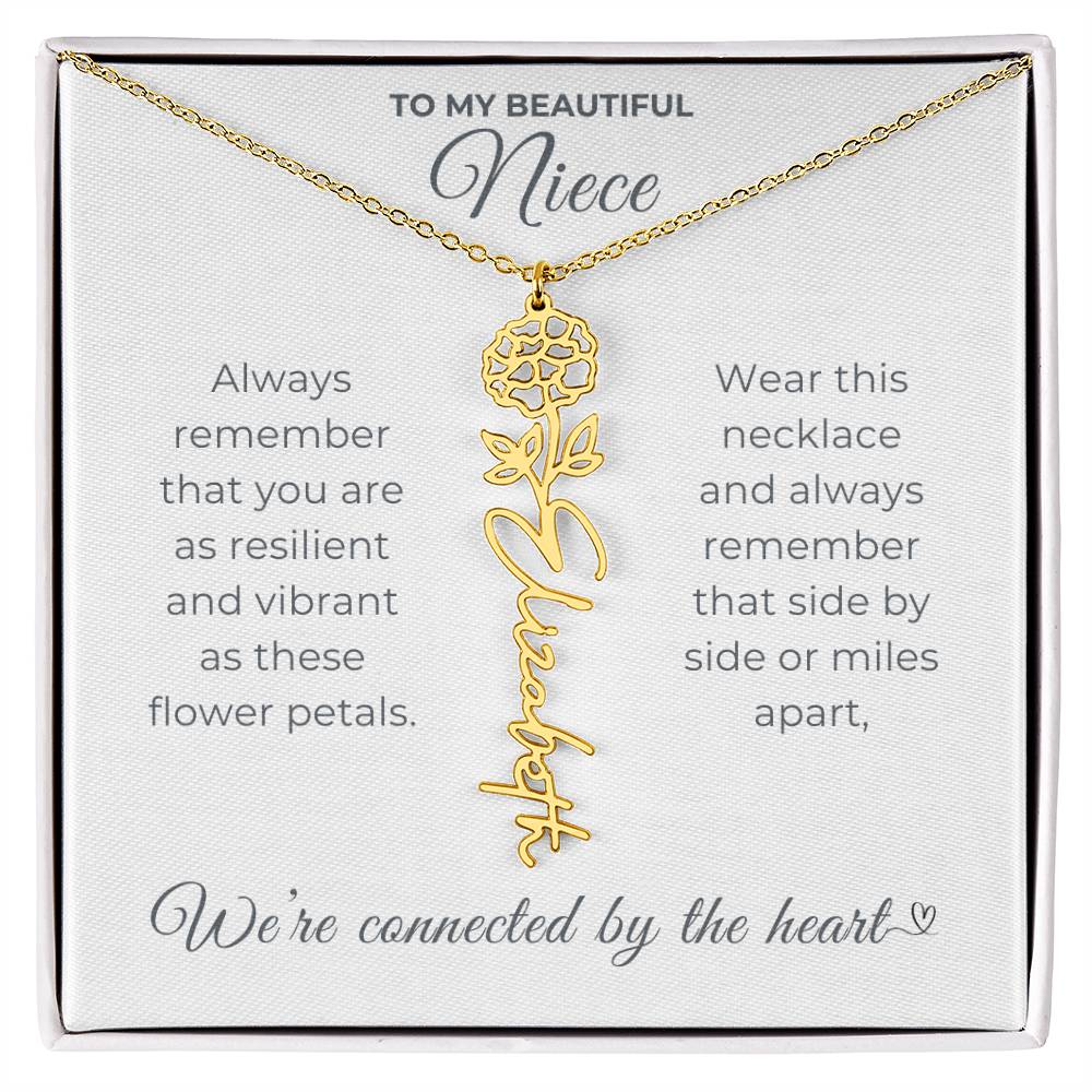 To My Beautiful Niece-"Vibrant Flower" Birth Month Name Necklace