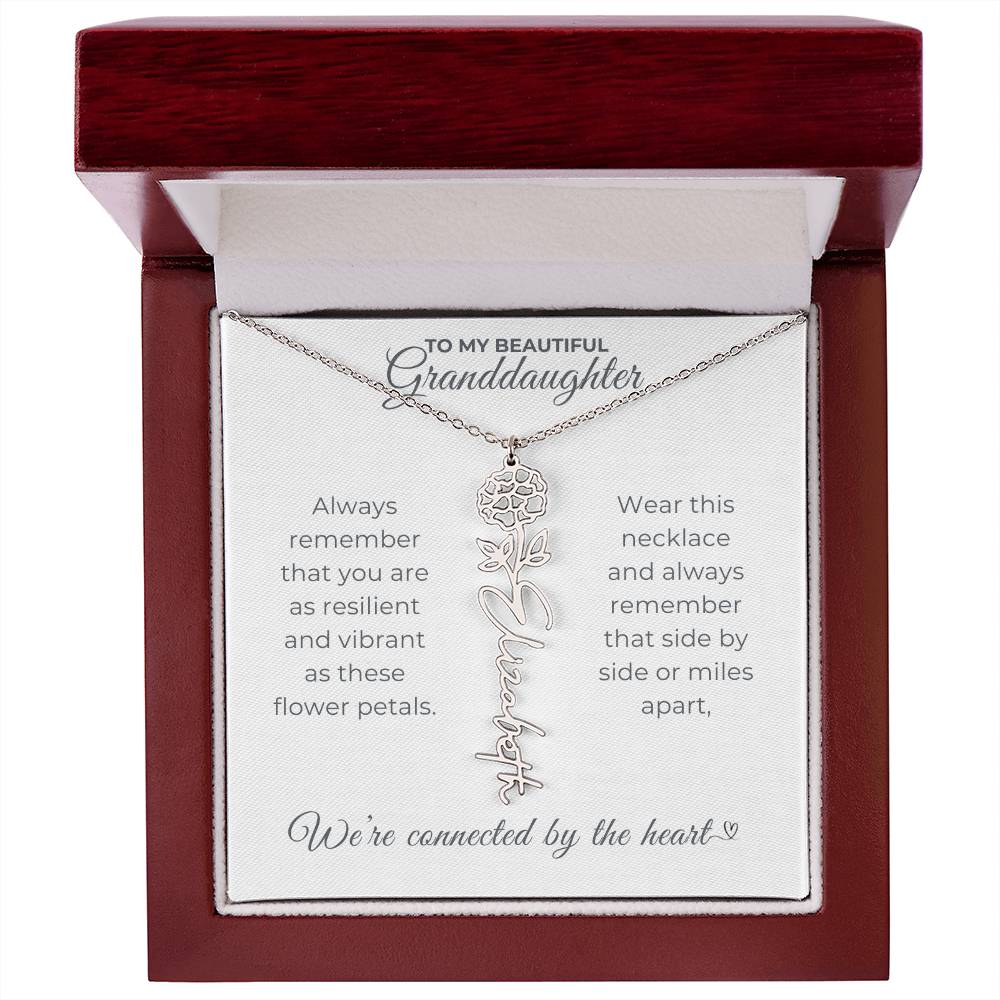 To My Beautiful Granddaughter-"Vibrant and Resilient" Birth Month Name Necklace