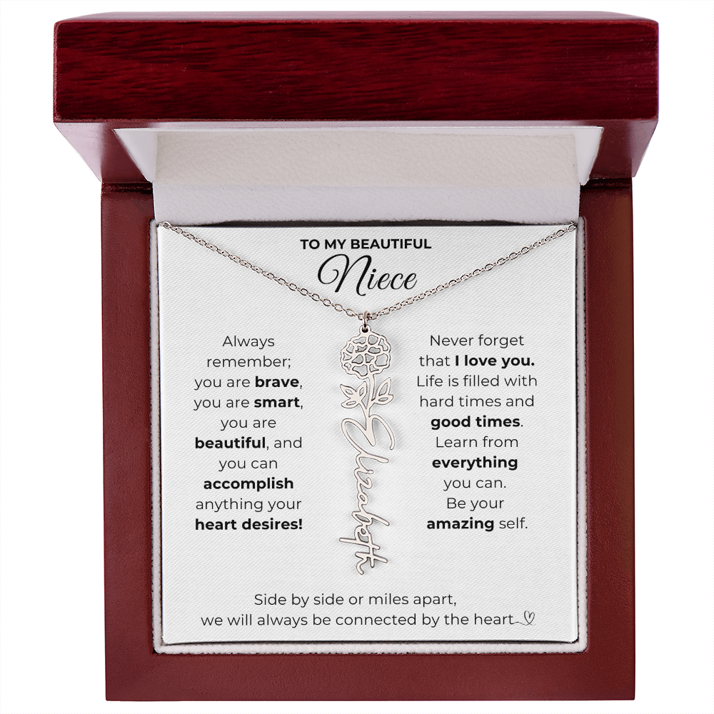 Personalized Name Necklace with Birth Flower For Niece-Be Your Amazing Self
