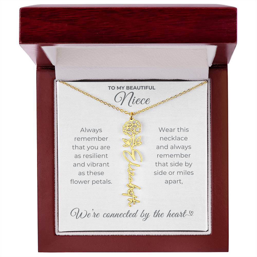 To My Beautiful Niece-"Vibrant Flower" Birth Month Name Necklace