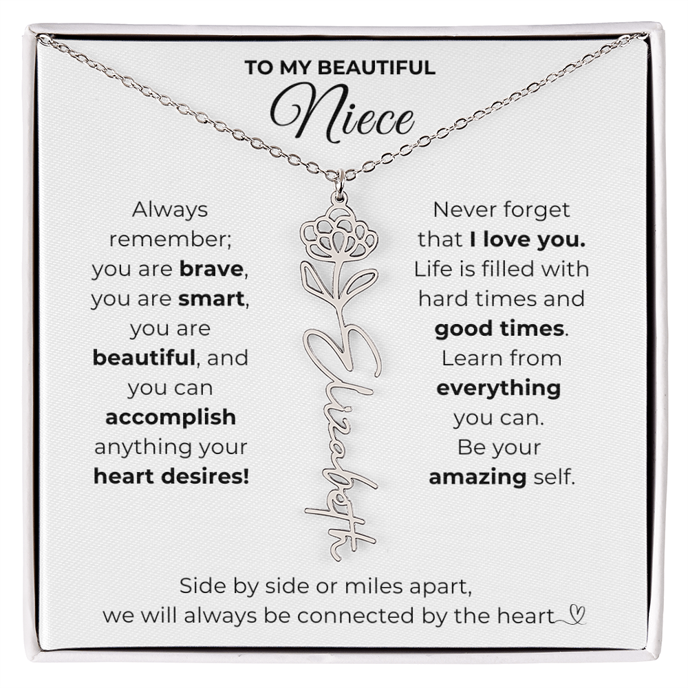 Personalized Name Necklace with Birth Flower For Niece-Be Your Amazing Self