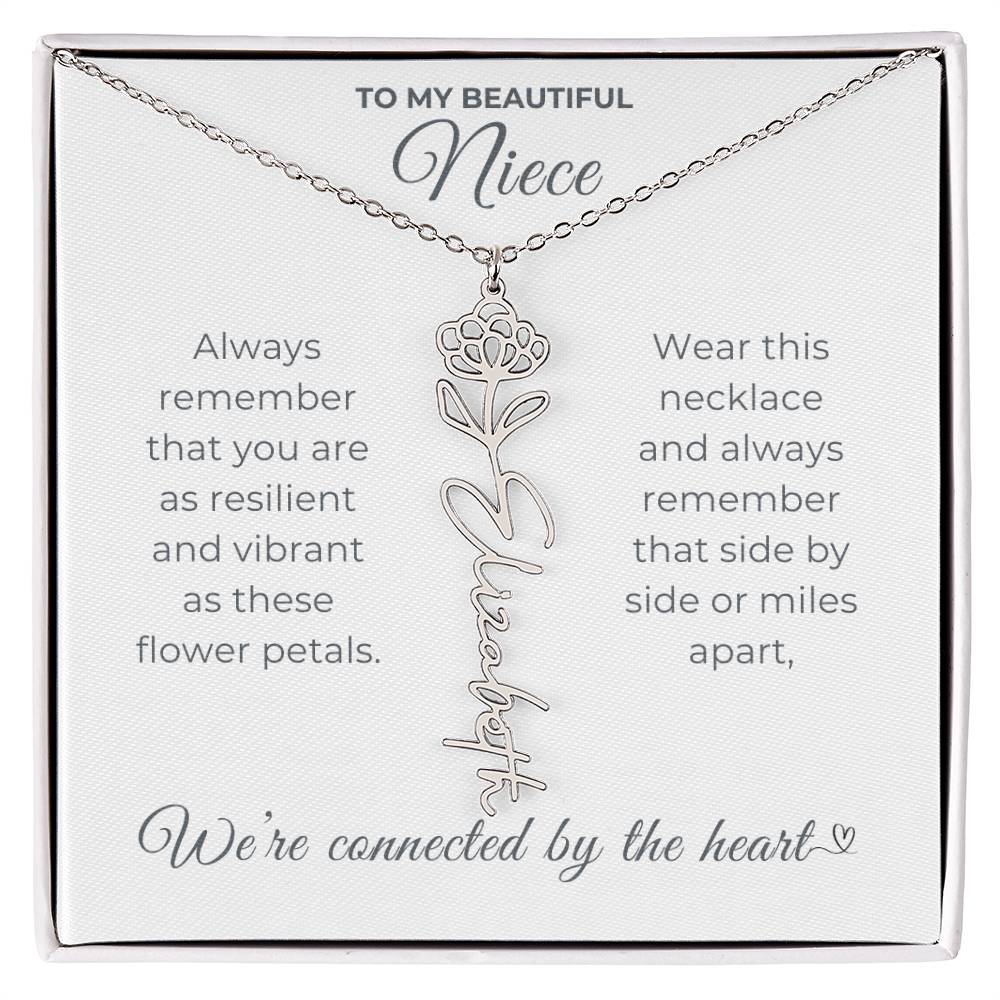 To My Beautiful Niece-"Vibrant Flower" Birth Month Name Necklace