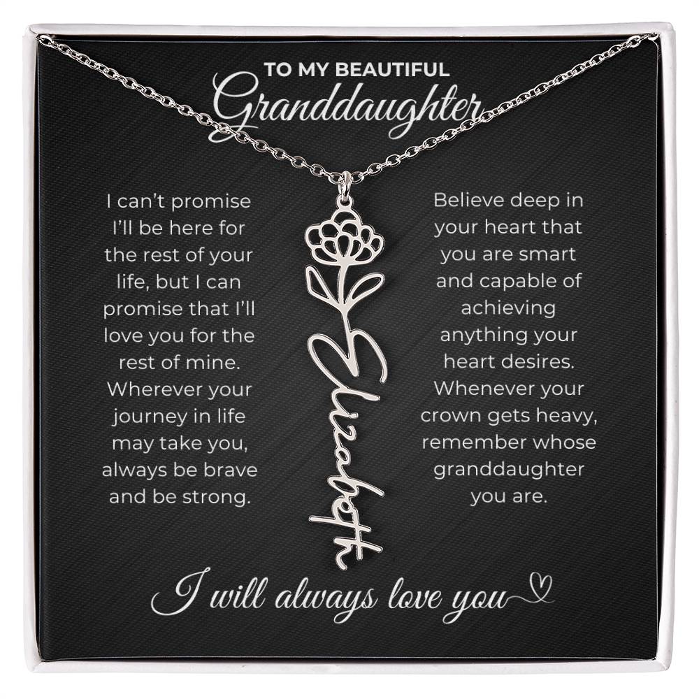 To My Beautiful Granddaughter-"Be Brave and Strong" Birth Month Name Necklace