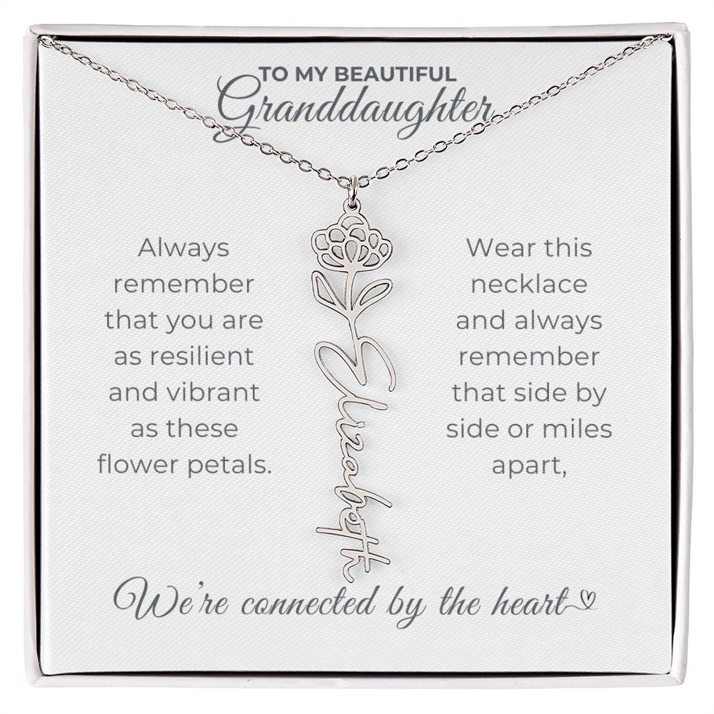 To My Beautiful Granddaughter-"Vibrant and Resilient" Birth Month Name Necklace