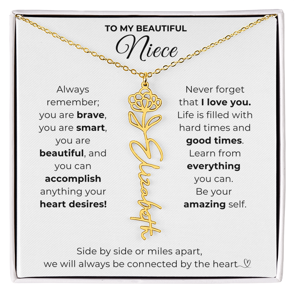 Personalized Name Necklace with Birth Flower For Niece-Be Your Amazing Self