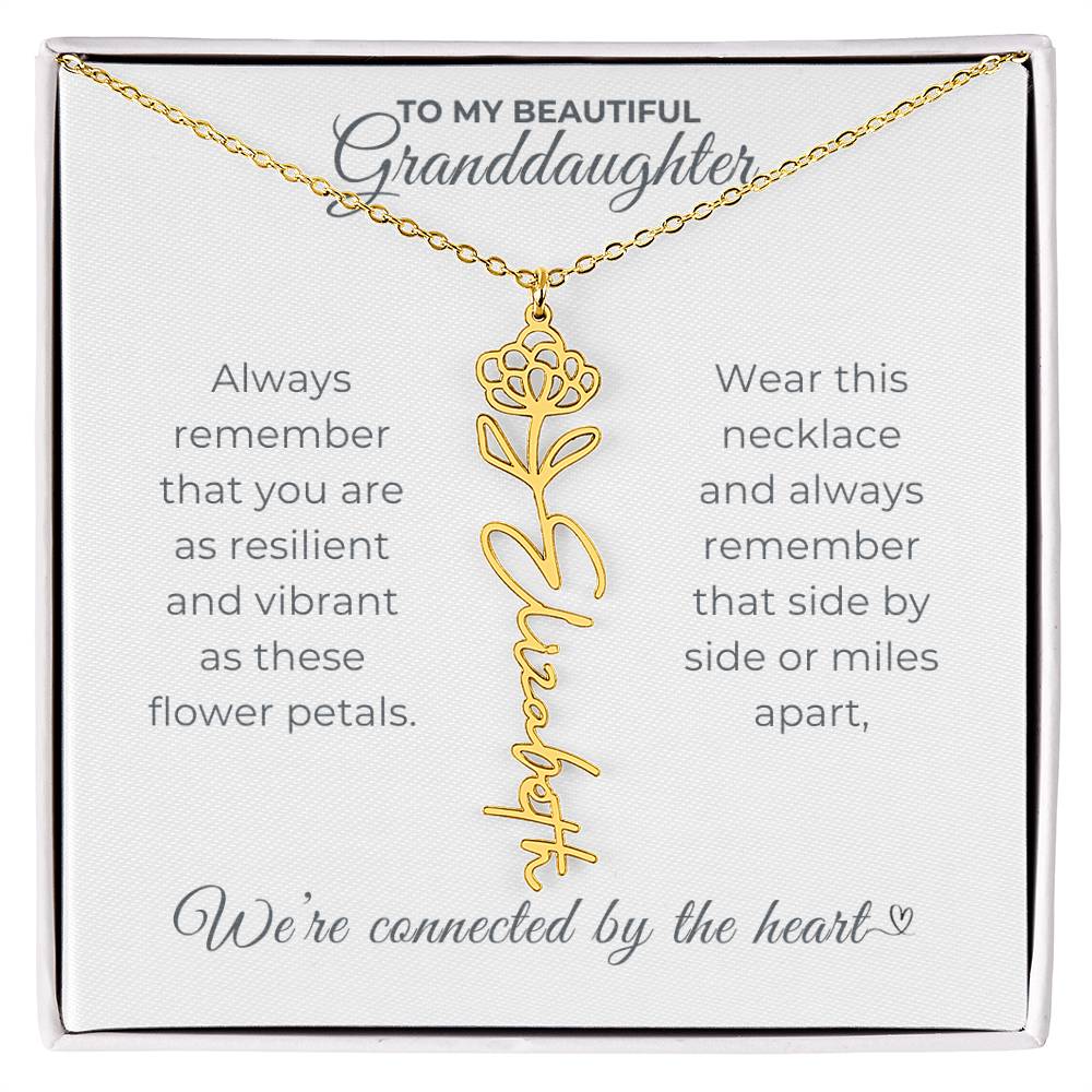 To My Beautiful Granddaughter-"Vibrant and Resilient" Birth Month Name Necklace