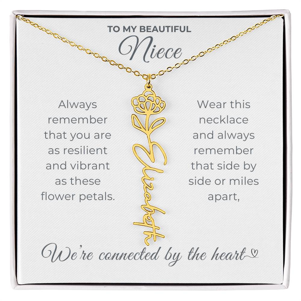 To My Beautiful Niece-"Vibrant Flower" Birth Month Name Necklace