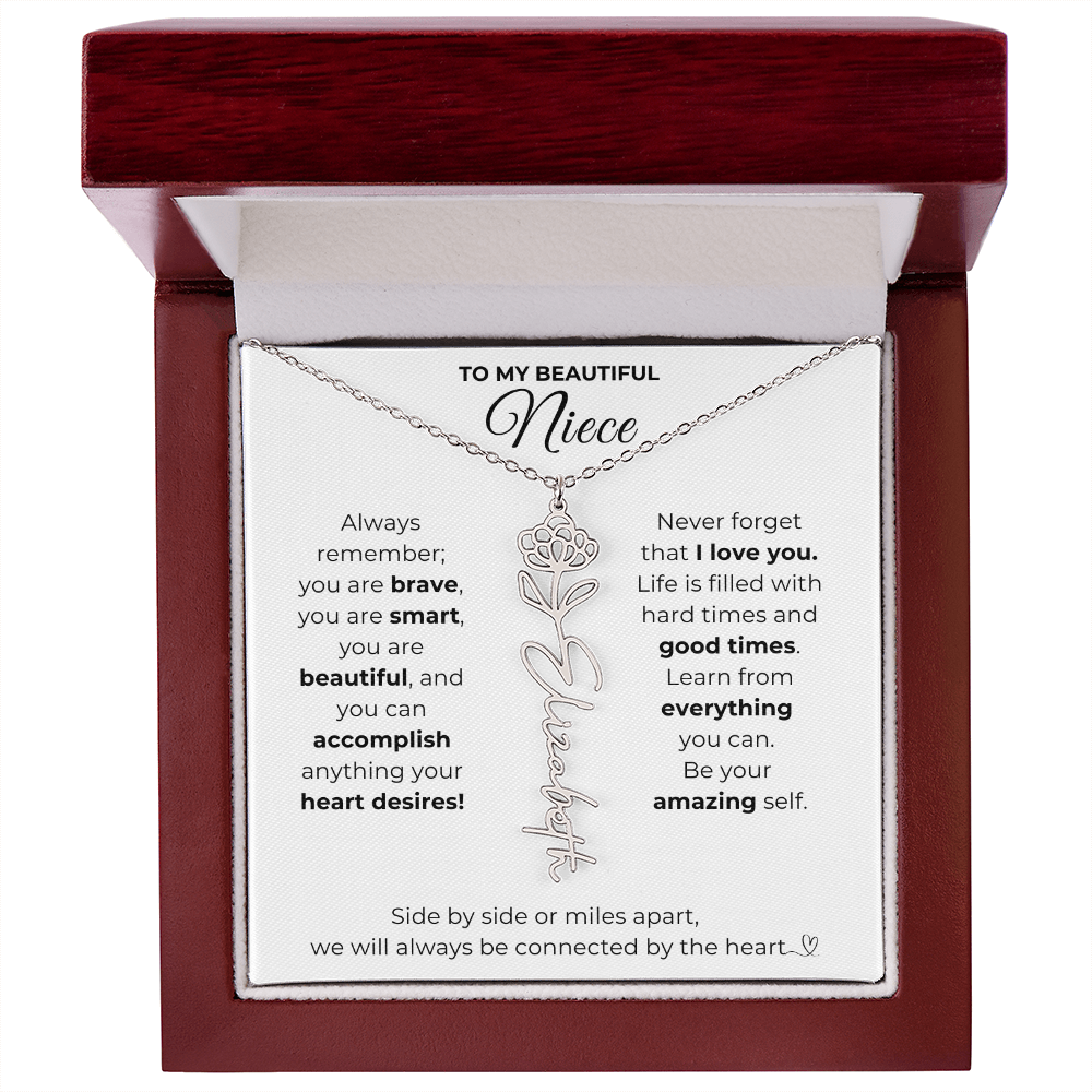 Personalized Name Necklace with Birth Flower For Niece-Be Your Amazing Self