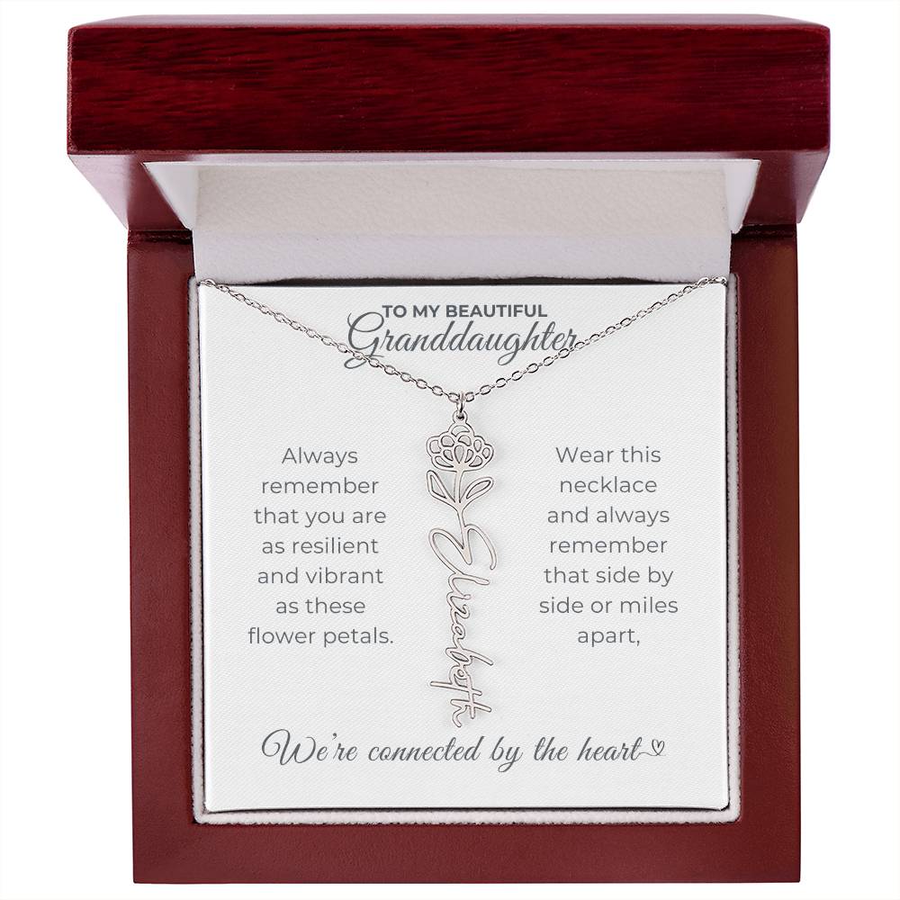 To My Beautiful Granddaughter-"Vibrant and Resilient" Birth Month Name Necklace