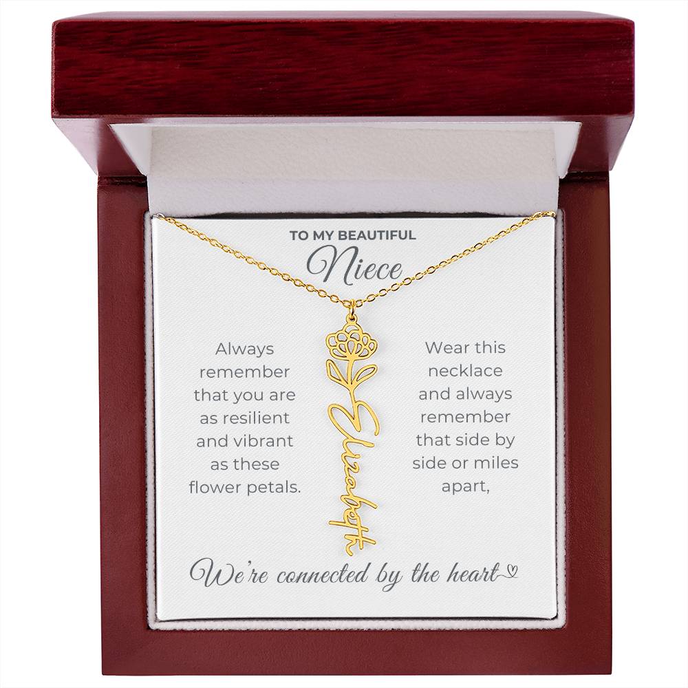 To My Beautiful Niece-"Vibrant Flower" Birth Month Name Necklace