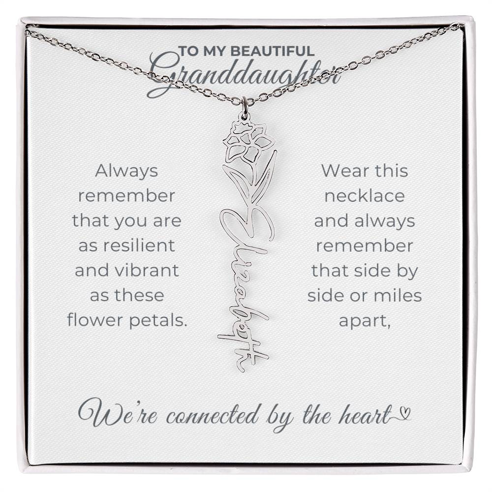 To My Beautiful Granddaughter-"Vibrant and Resilient" Birth Month Name Necklace