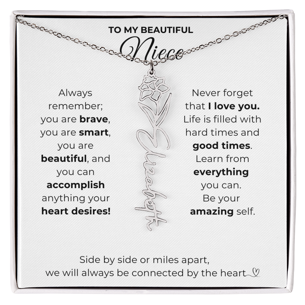 Personalized Name Necklace with Birth Flower For Niece-Be Your Amazing Self
