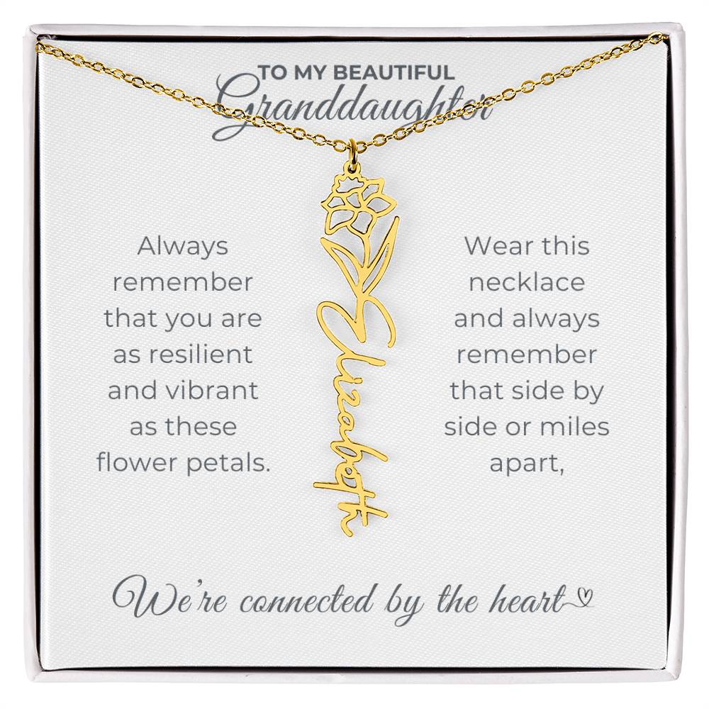 To My Beautiful Granddaughter-"Vibrant and Resilient" Birth Month Name Necklace