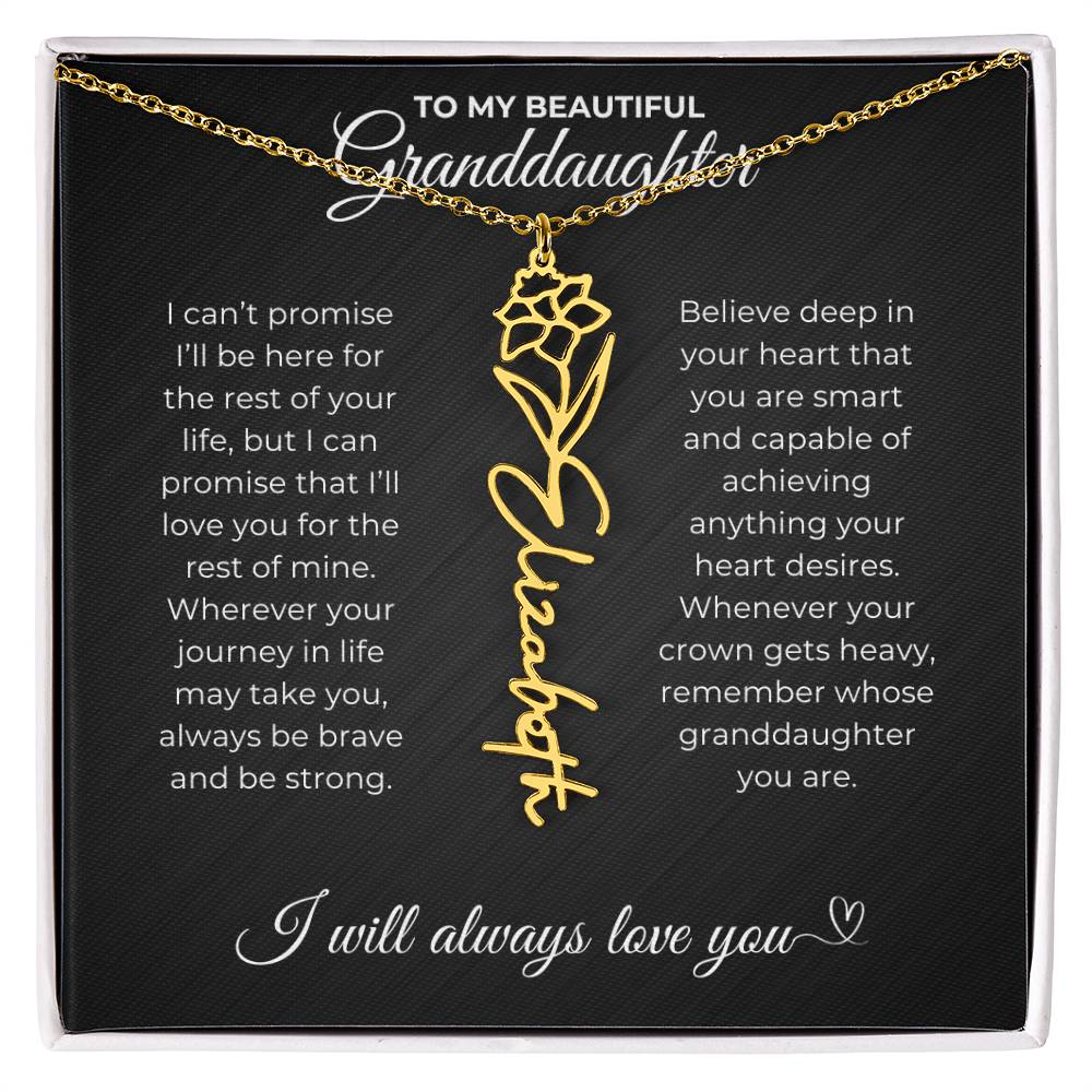 To My Beautiful Granddaughter-"Be Brave and Strong" Birth Month Name Necklace