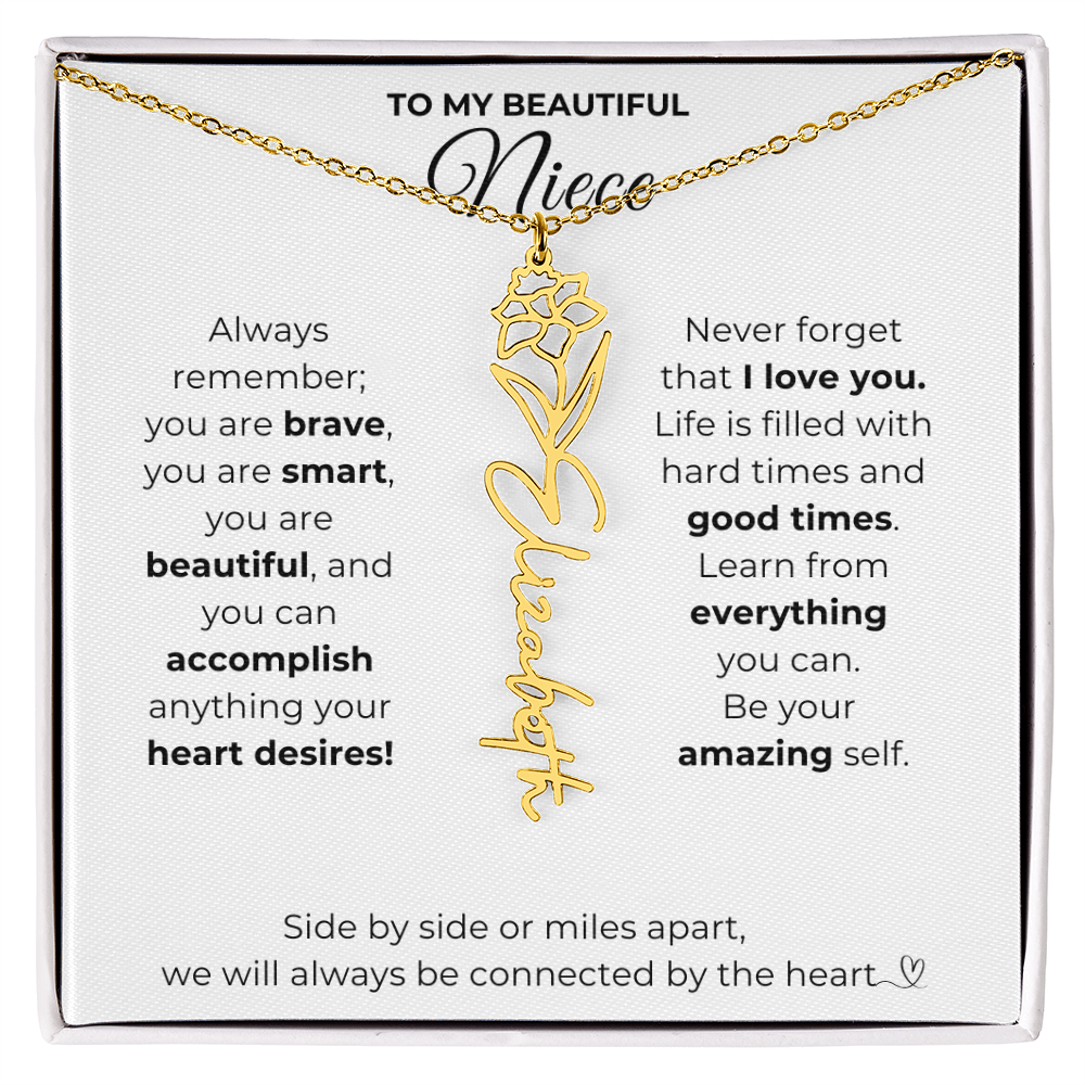 Personalized Name Necklace with Birth Flower For Niece-Be Your Amazing Self