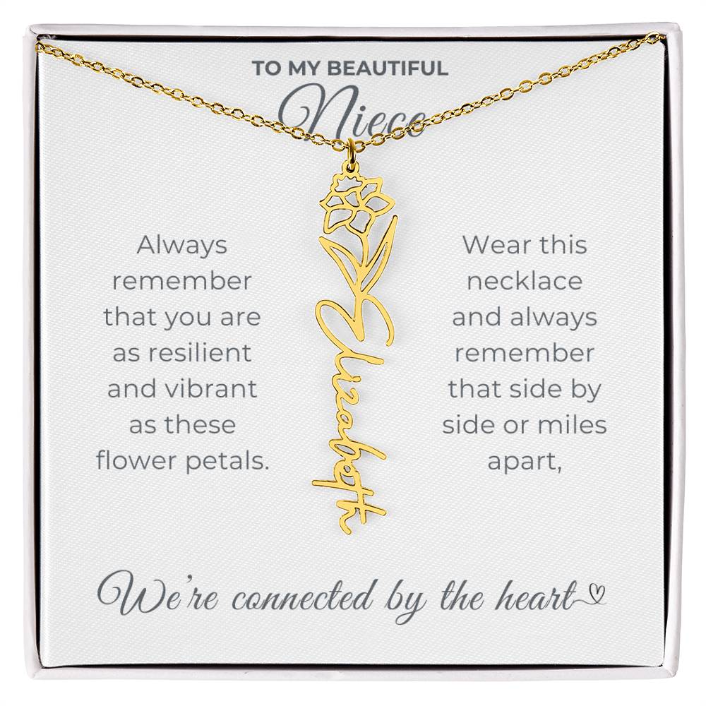 To My Beautiful Niece-"Vibrant Flower" Birth Month Name Necklace