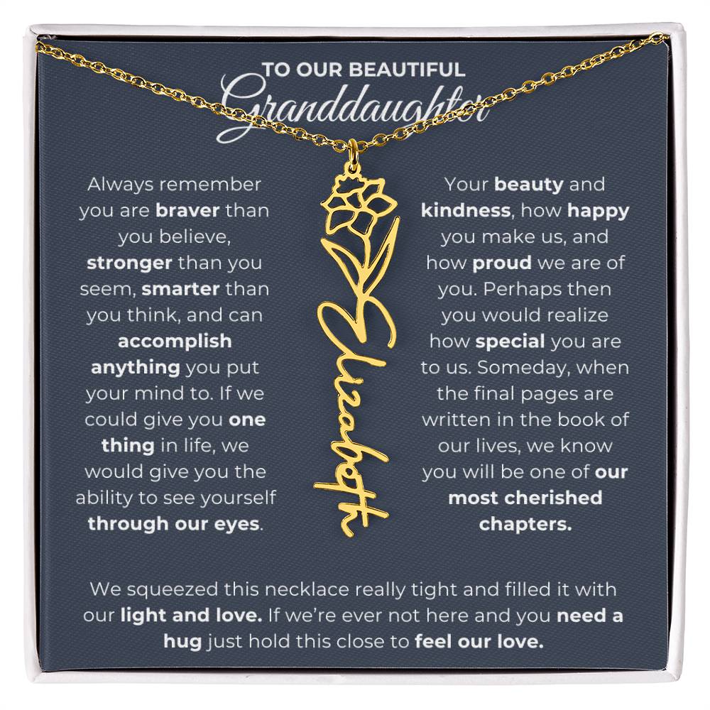 To My Beautiful Granddaughter-"Always Remember" Birth Month Name Necklace