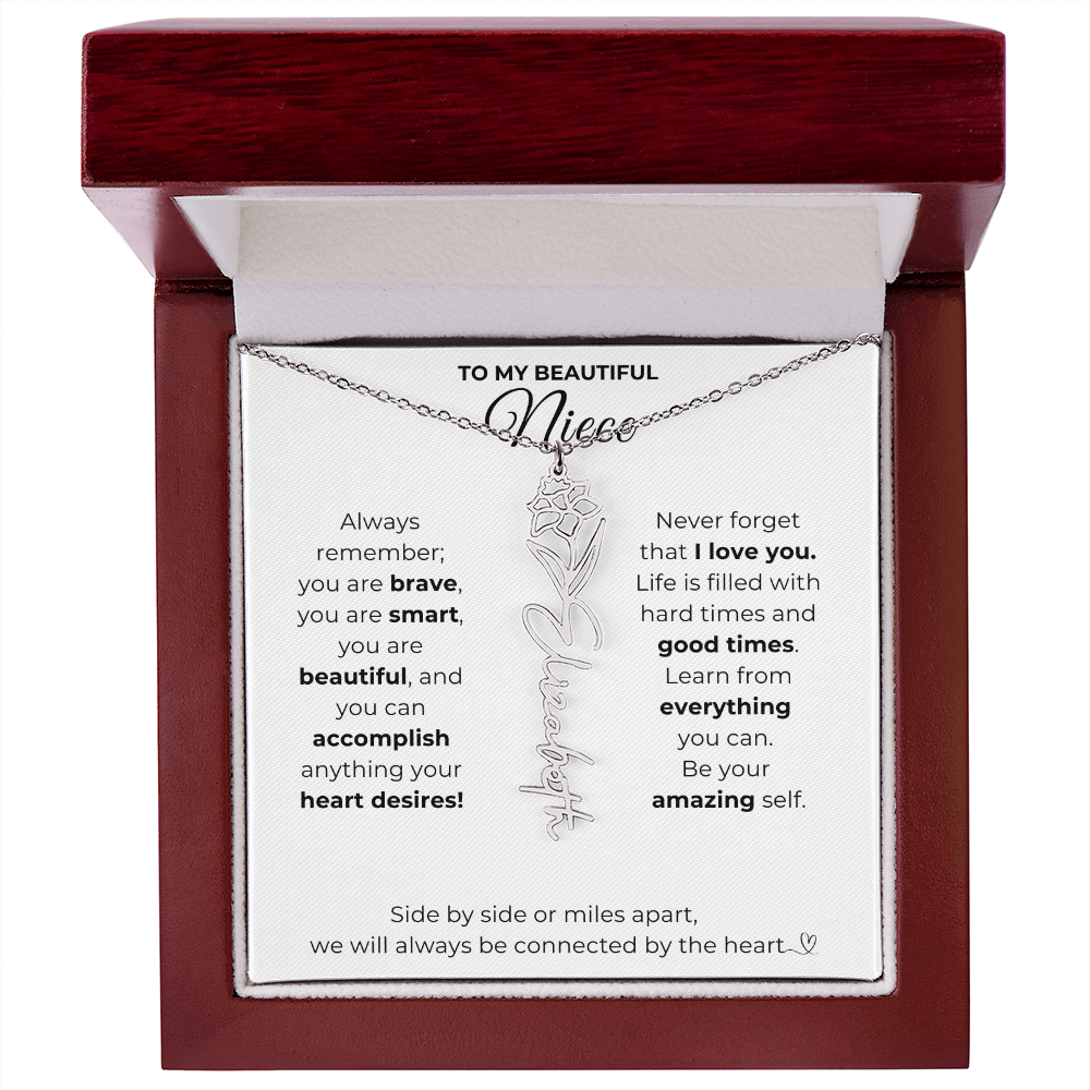 Personalized Name Necklace with Birth Flower For Niece-Be Your Amazing Self