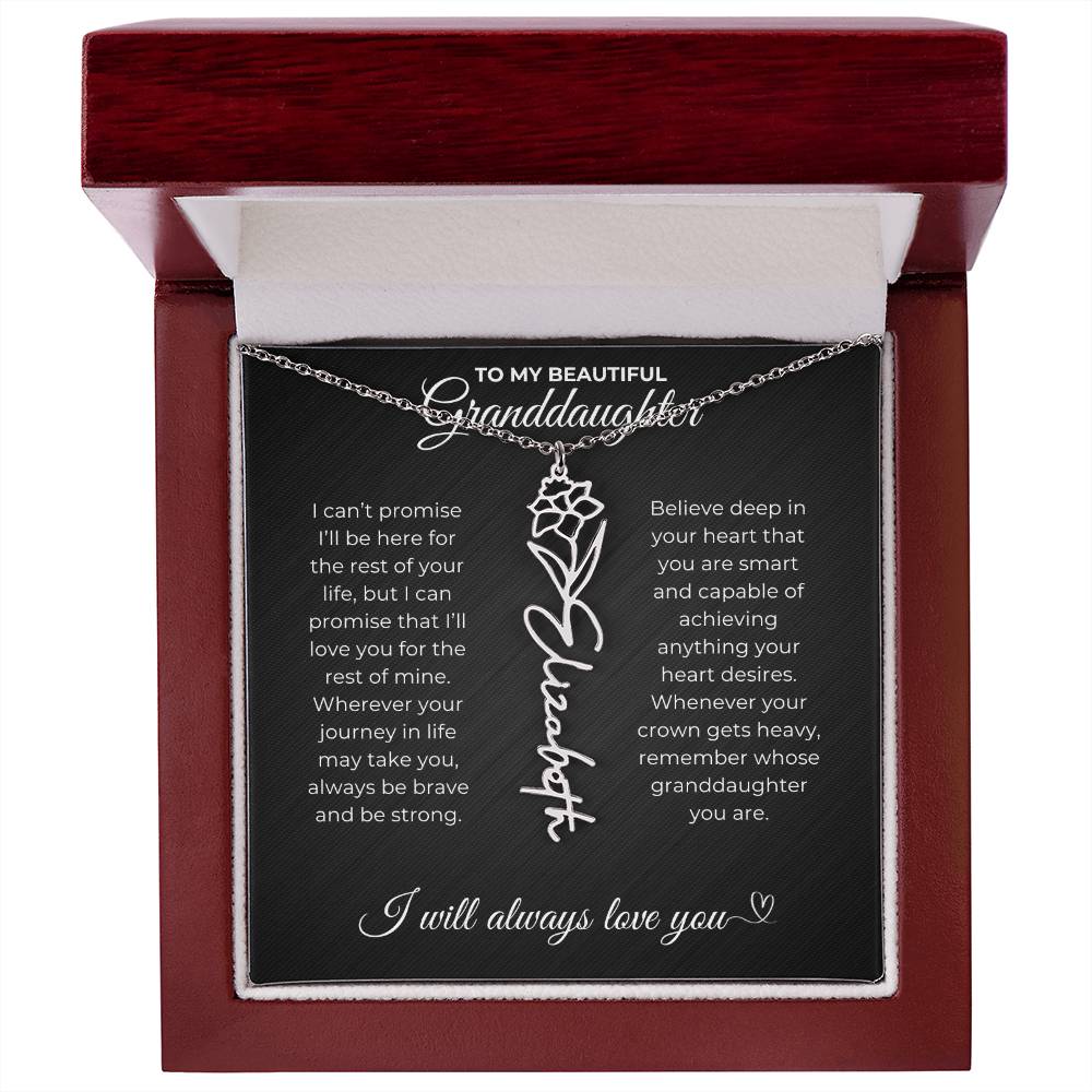 To My Beautiful Granddaughter-"Be Brave and Strong" Birth Month Name Necklace