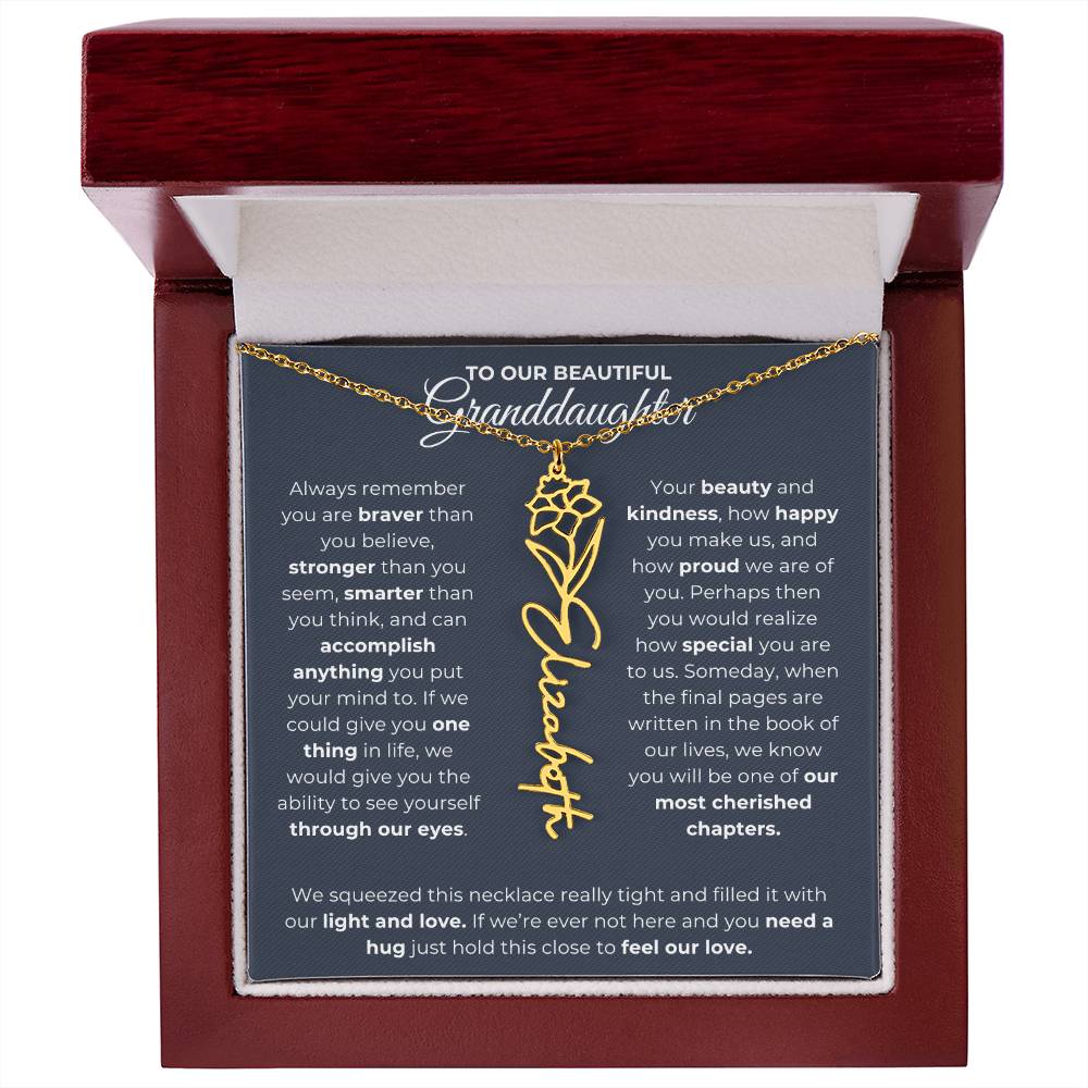 To My Beautiful Granddaughter-"Always Remember" Birth Month Name Necklace