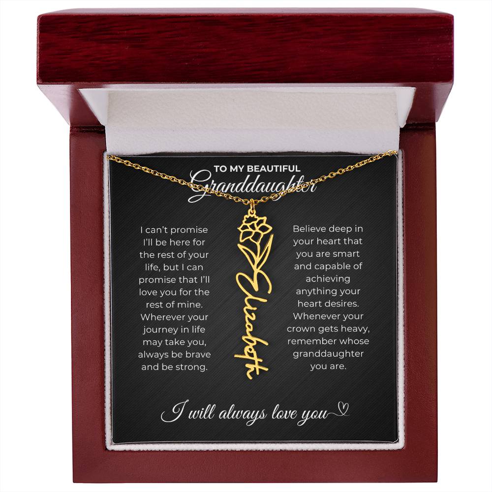 To My Beautiful Granddaughter-"Be Brave and Strong" Birth Month Name Necklace