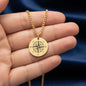 Personalized Compass Necklace for Bonus Son, Cuban Coin Necklace