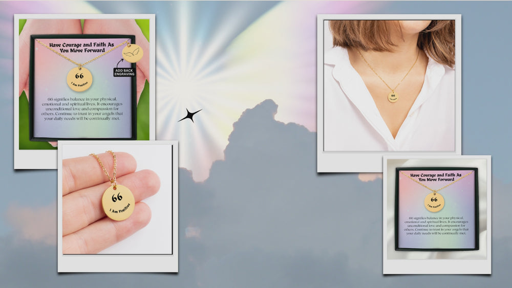 
                
                    Load and play video in Gallery viewer, 66 Angel Number Necklace-&amp;quot;Courage and Faith&amp;quot; Coin Necklace
                
            